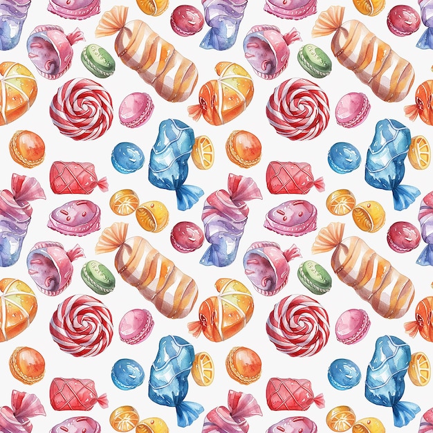 Słodkie przekąski akwarelowe Candy Delight Pattern