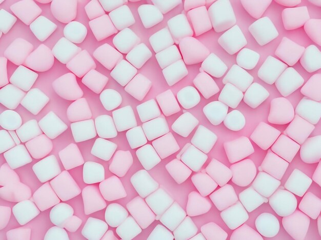 Zdjęcie słodkie rozkosze kolorowe wzory marshmallow na pastelowo-różowym tle