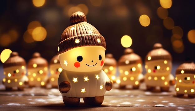 Słodkie świąteczne dekoracje i światła bokeh