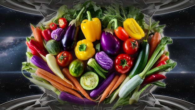 Słodkie warzywa i przestrzeń w środku