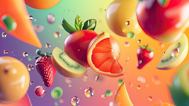 Zdjęcie słodycze 3d żywe realistyczne obiekty owocy cupcakes ciastka pączki cukierki ikony żywności