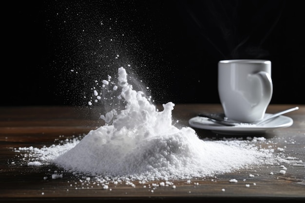 Słodzik Stevia aspartam piętrzył się na stole ai generatywnie