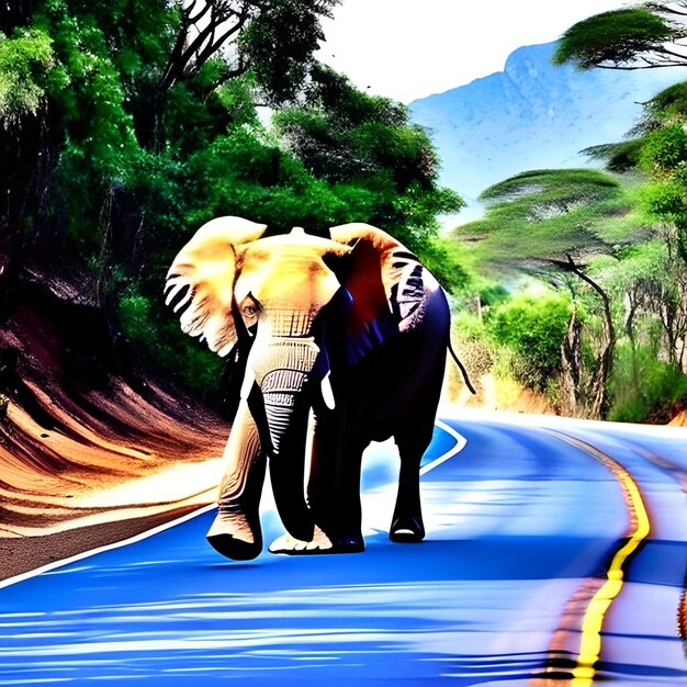 Słoń na drodze