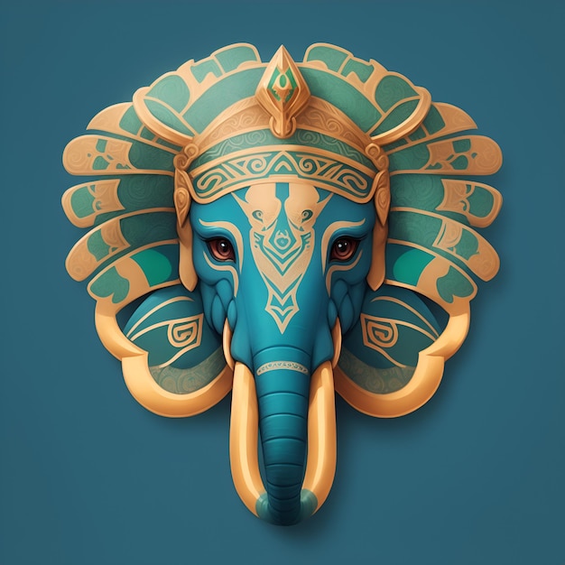 Słoń quetzalcoatl głowa symetryczna płaska ikona projekt AI generowany