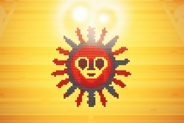 Zdjęcie słońce robota z wzorem piksela