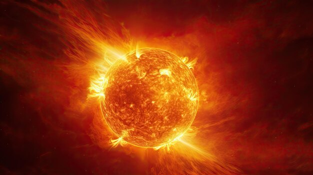 Słońce w kosmosie Układ słoneczny 3D ilustracja słońca