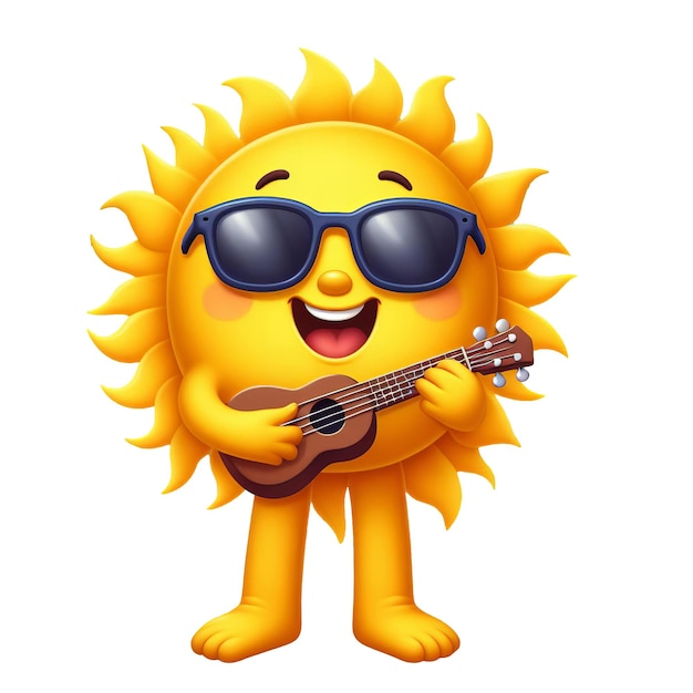 Zdjęcie słońce z okulary przeciwsłoneczne na gitarze