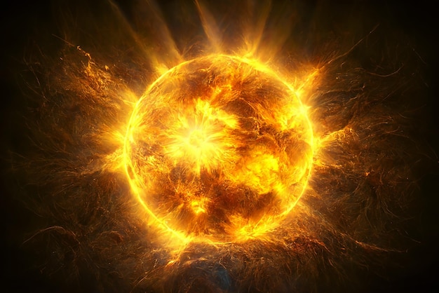 Słońce z pomarańczowymi promieniami kosmosu