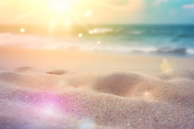 Słoneczne tło z piaszczystą plażą i widokiem na morze Generative AI 6