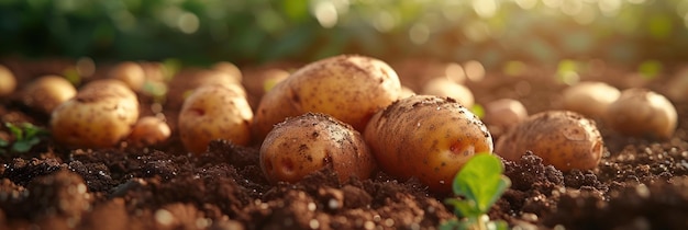 Słoneczne ziemniaki na polach rolniczych