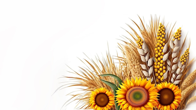 SłonecznikHelianthus annuuswheat kopia przestrzeń Wygenerowana sztuczna inteligencja