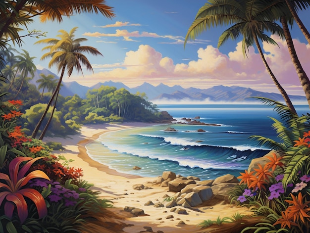 Zdjęcie słoneczny tropikalny krajobraz