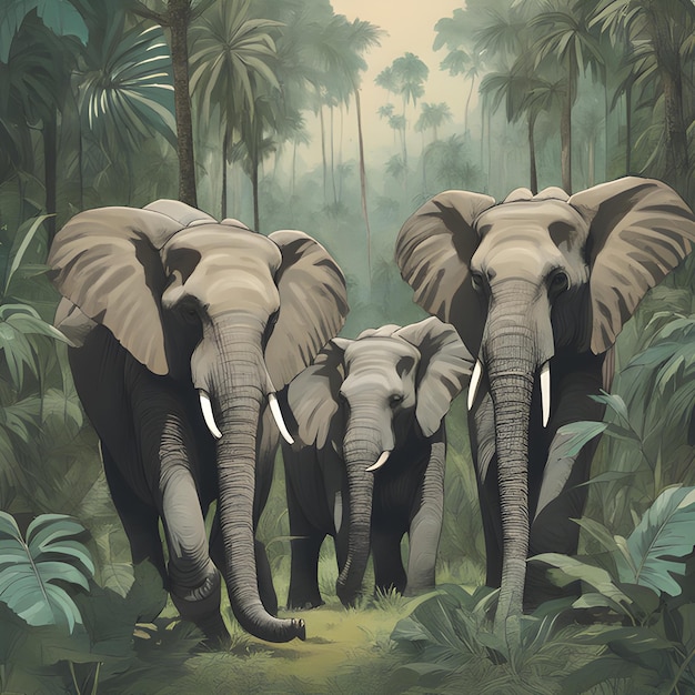 Słonie w dżungli