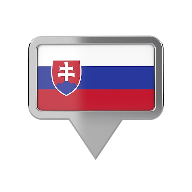 Słowacja flaga ikona znacznika lokalizacji renderowania 3D