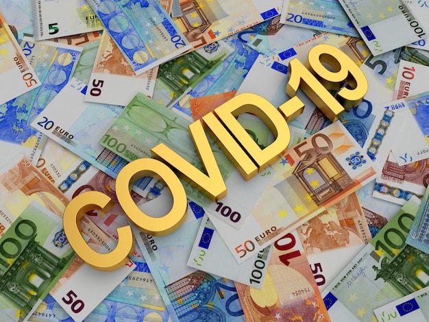 Słowo Covid-19 Na Rachunkach Euro