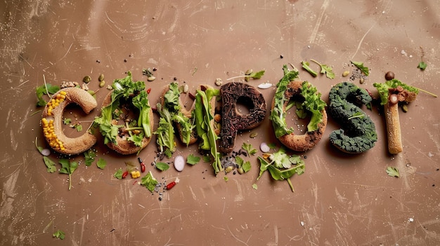 Zdjęcie słowo generatywne ai kompost wykonany z kompostu odpadów spożywczych i tła środowiskowego