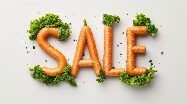 Zdjęcie słowo sprzedaż stworzone w baby carrot typography