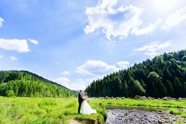 Ślubny Portret Nowożeńców Zakochanych W Naturze