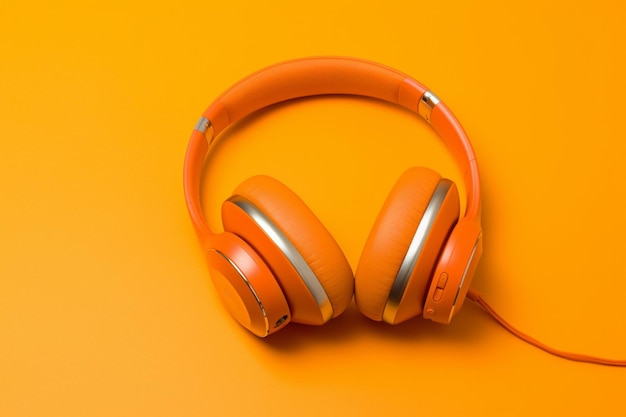 Słuchawki na pomarańczowym tle koloru