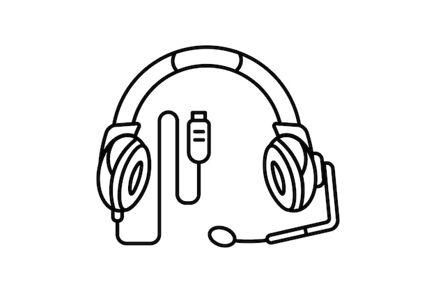 Słuchawki płaska ikona minimalistyczna technologia symbol sprzęt komputerowy znak grafika