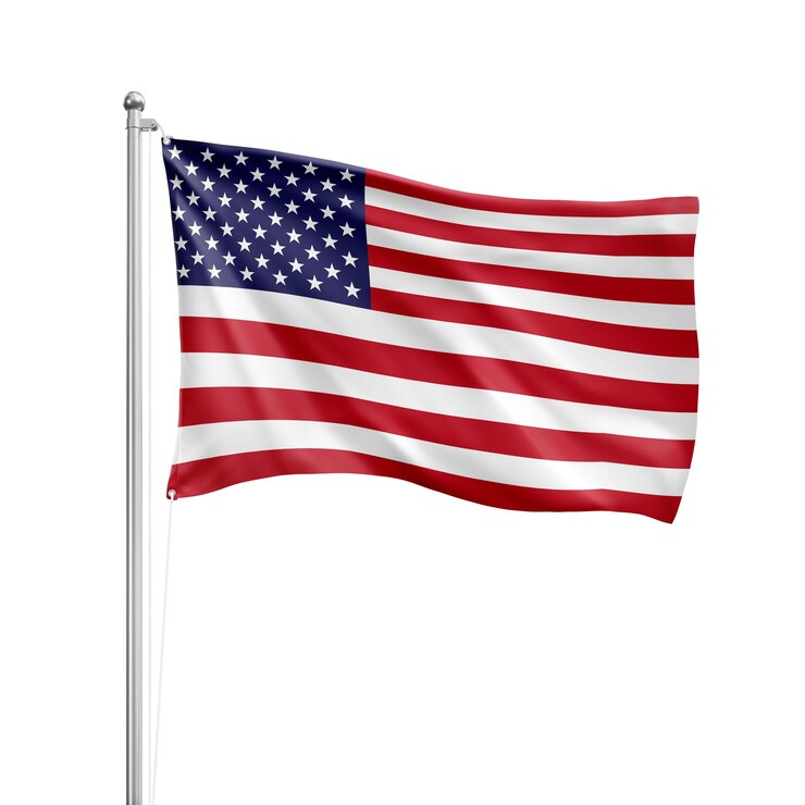 Zdjęcie słup flagi usa izolowany na białym tle