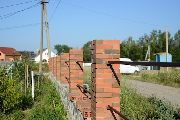 Słupy ogrodzeniowe z cegły broun