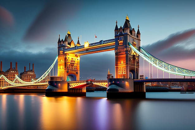 Słynny tower bridge wieczorem w londynie anglia