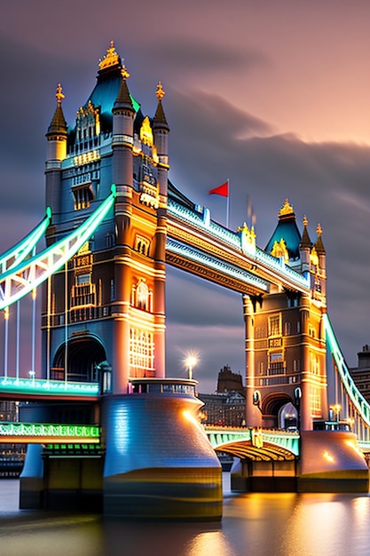 Słynny tower bridge wieczorem w londynie w anglii