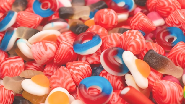 Smaczna mieszanka kolorowych cukierków galaretkowych