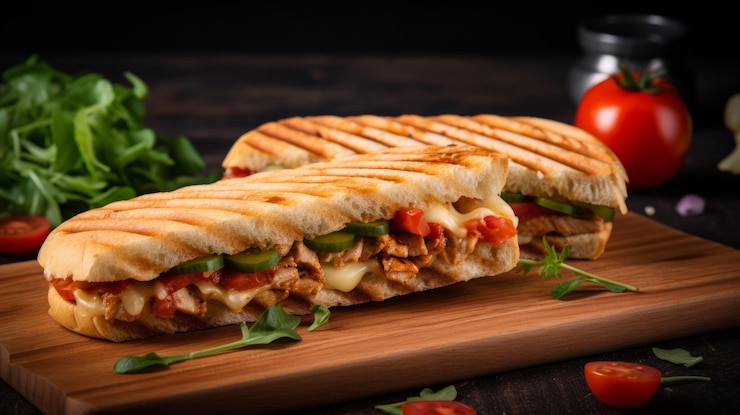 Zdjęcie smaczne grillowane kanapki panini ai generatywne