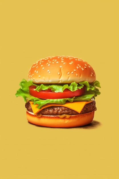 Smaczny burger z cebulą z sera mięsnego na rustykalnym tle Hamburger na nowoczesnym tle