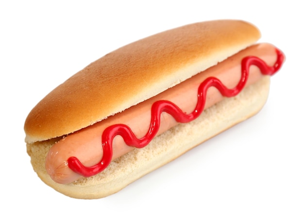 Smaczny hot dog na białym tle