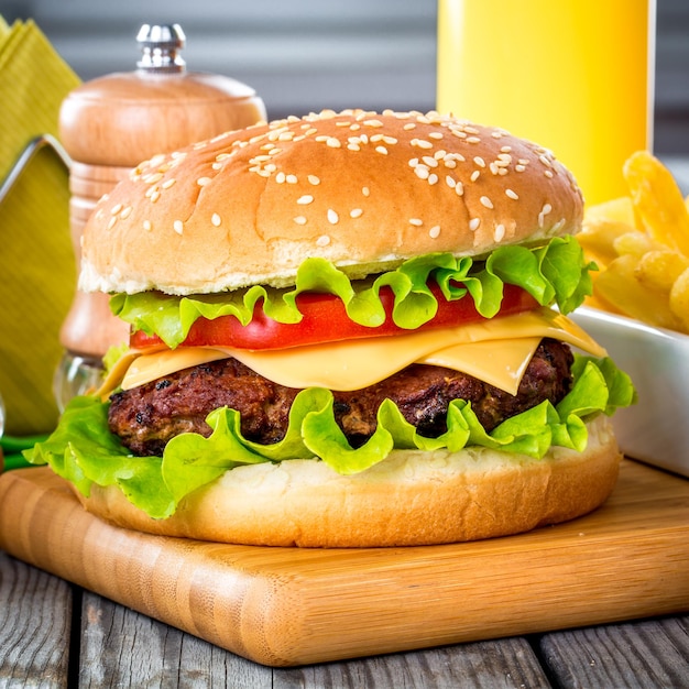 Smaczny i apetyczny cheeseburger hamburgerowy