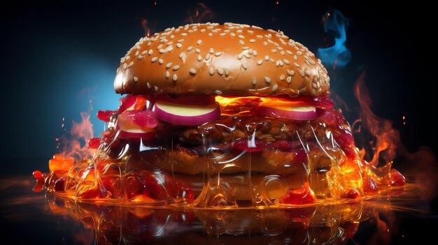 Zdjęcie smaczny posiłek z hamburgerami