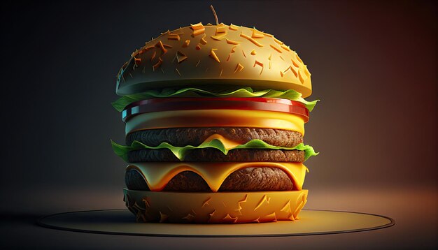 Smaczny pyszny hamburger generatywnej ilustracji ai