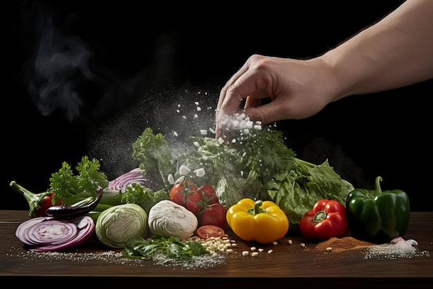 Zdjęcie smakowanie smaków artysta kulinarny ulepszanie warzyw przyprawami doświadczenie ar 32
