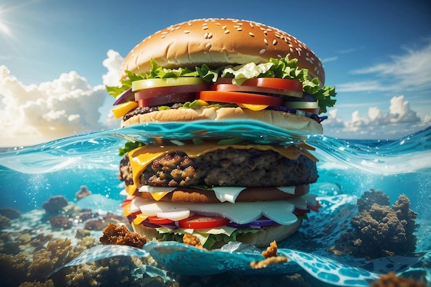 Smakowite hamburgery w wodzie morskiej