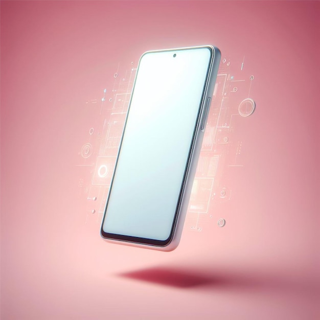 Smartfon z lekko nachylonym czystym białym ekranem