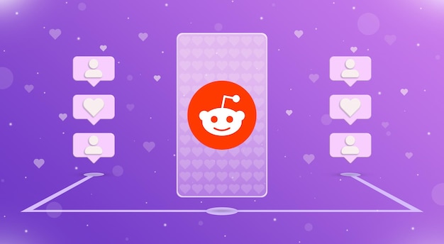 Smartfon Z Logo Reddit I Podobnymi Powiadomieniami Po Bokach 3d