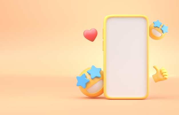 Smartfon z renderowaniem 3D Emojis 3D