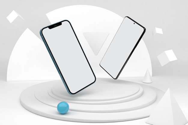 Smartfony V.3 Widok z boku na białym tle