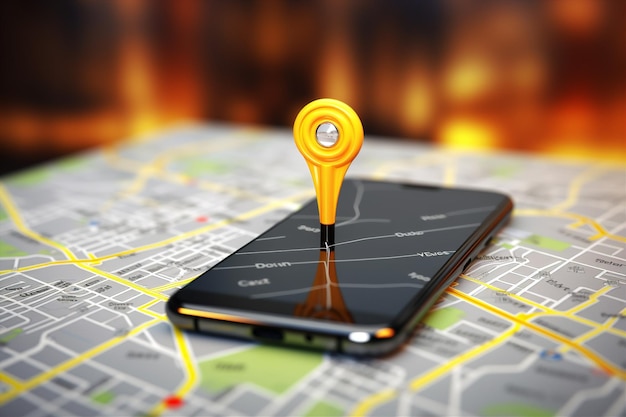 Smartphone Mapa Kierunkowa Nawigacja Uliczna Lokalizacja Drogi Telefon Gps Miasto