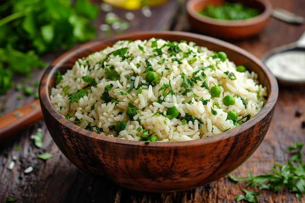 Smażony ryż z zielonym groszkiem