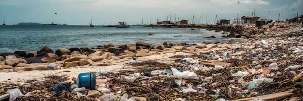 Śmieci na plaży w Zamboanga na Filipinach