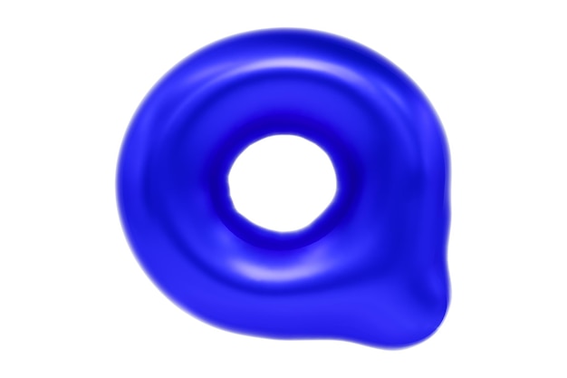 Śmieszna czcionka 3D litera Q wykonana z niebieskiego balonu z kreskówkową czcionką Ilustracja Premium 3d