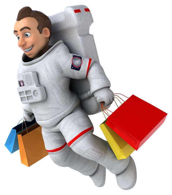 Śmieszne astronauta ilustracja 3d