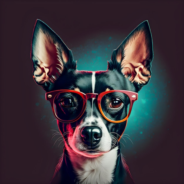 Śmieszne Hipster ładny pies ilustracja sztuki antropomorficzne psy