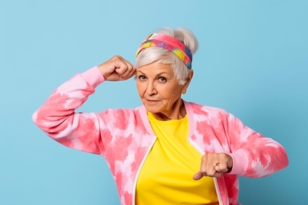 Śmieszne portrety babci Starsza kobieta ubrana elegancko na specjalne wydarzenie Moda babci m.in