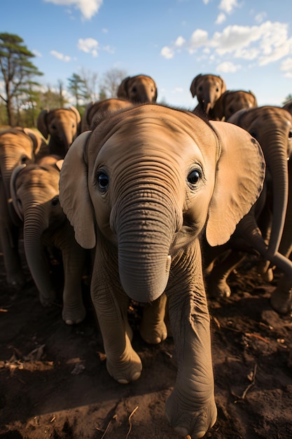 Śmieszne zdjęcie selfie Baby słonia z bliska