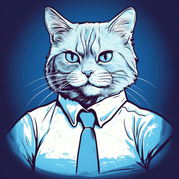 śmieszny kot, chodząc, towarzyski, krawat, garnitur, rysunek